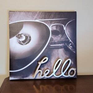 Art Deco Sign 12x12 Modern Canvas Sunglass Reflection Gold Hello design Wall Art